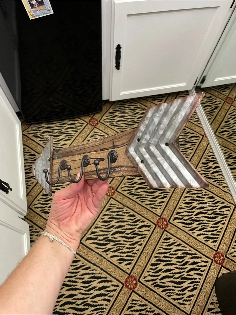 Hobby Lobby Brown Wood and Silver Arrow Hook Rack Set of 2